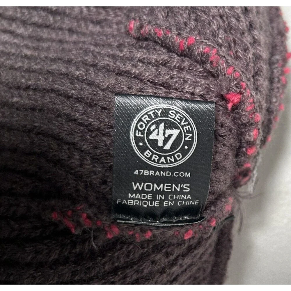 ‘47 Los Angeles Rams Pom Beanie Winter Hat - Pink & Gray  NFL One Size - Picture 5 of 7